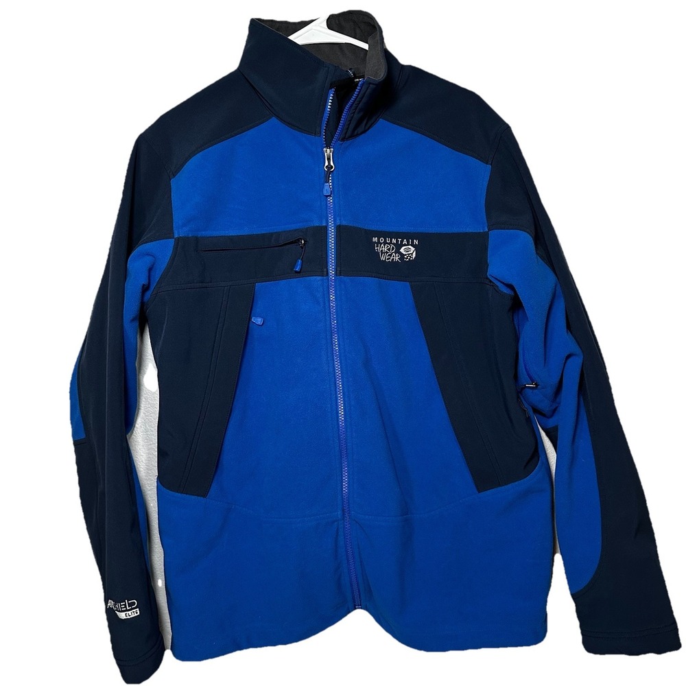 Mountain Hardwear Jacket Large Blue‎ Black Fleece Gore-Tex Windstopper Full Zip